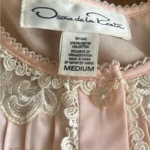 Oscar de la Renta Pink Nightgown with Ivory Lace, size medium